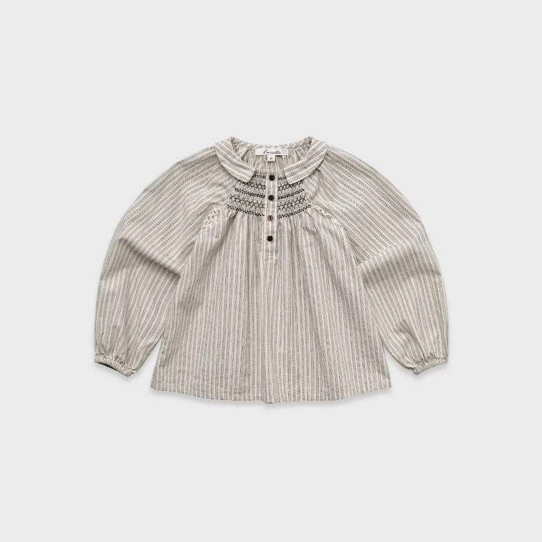 Girls White Stripes Cotton Blouse