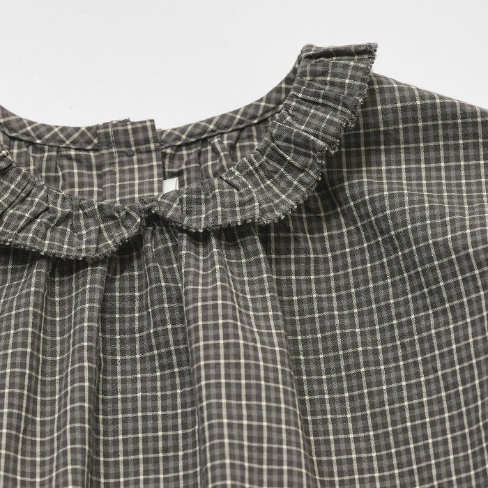 Girls Dark Green Check Cotton Blouse