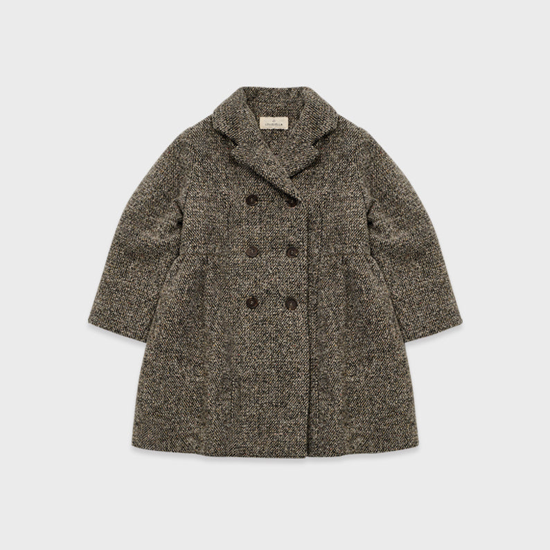 Girls Khaki Padded Wool Coat