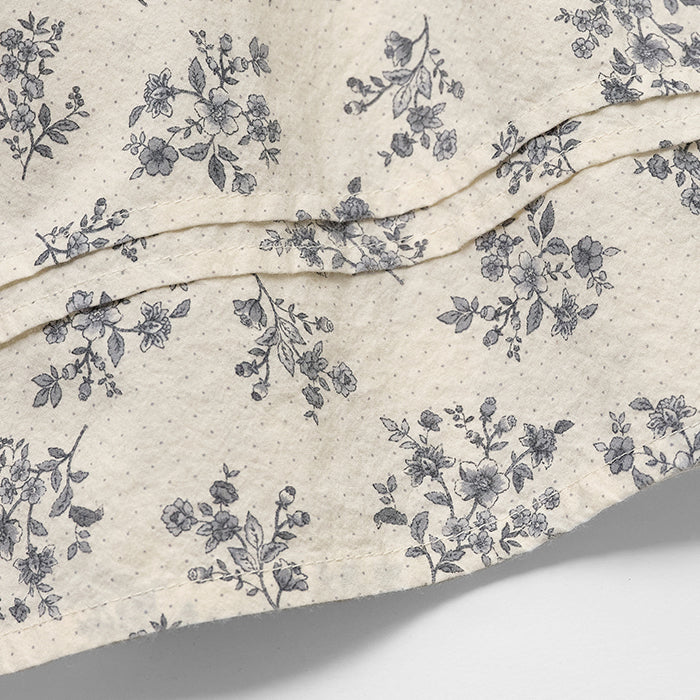 Girls Beige Floral Cotton Dress