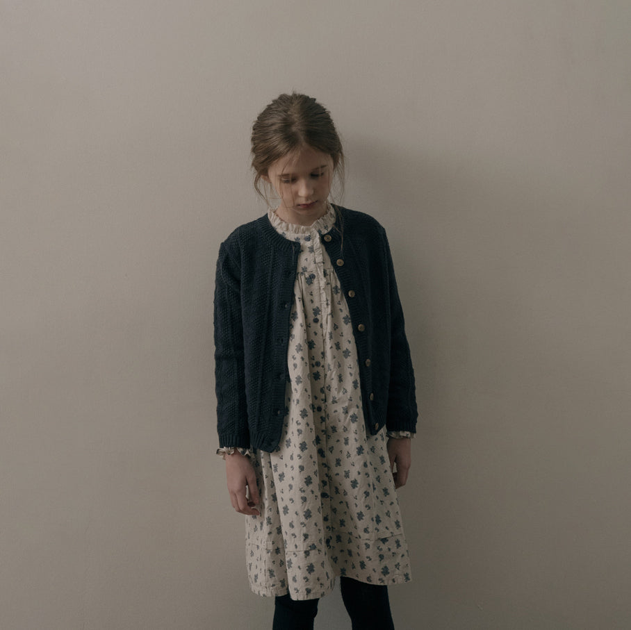 Girls Beige Floral Cotton Dress