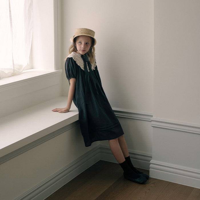 Girls Charcoal Cotton Dress