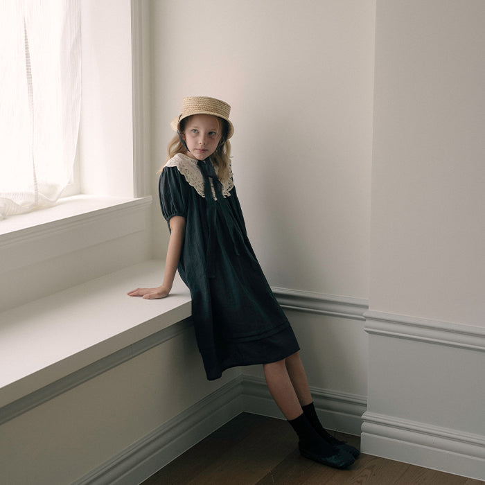 Girls Charcoal Cotton Dress