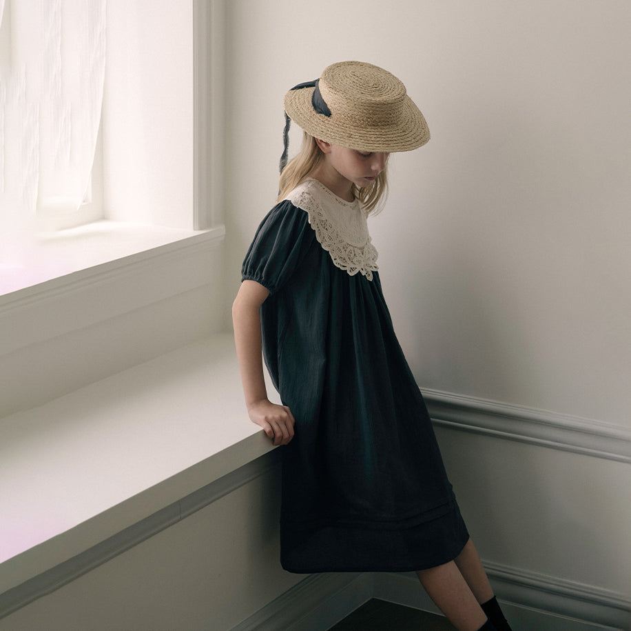 Girls Charcoal Cotton Dress