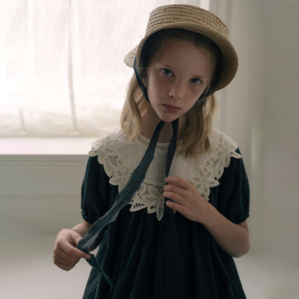 Girls Charcoal Cotton Dress