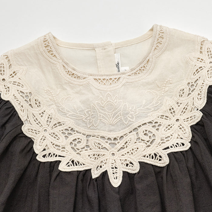 Girls Charcoal Cotton Dress