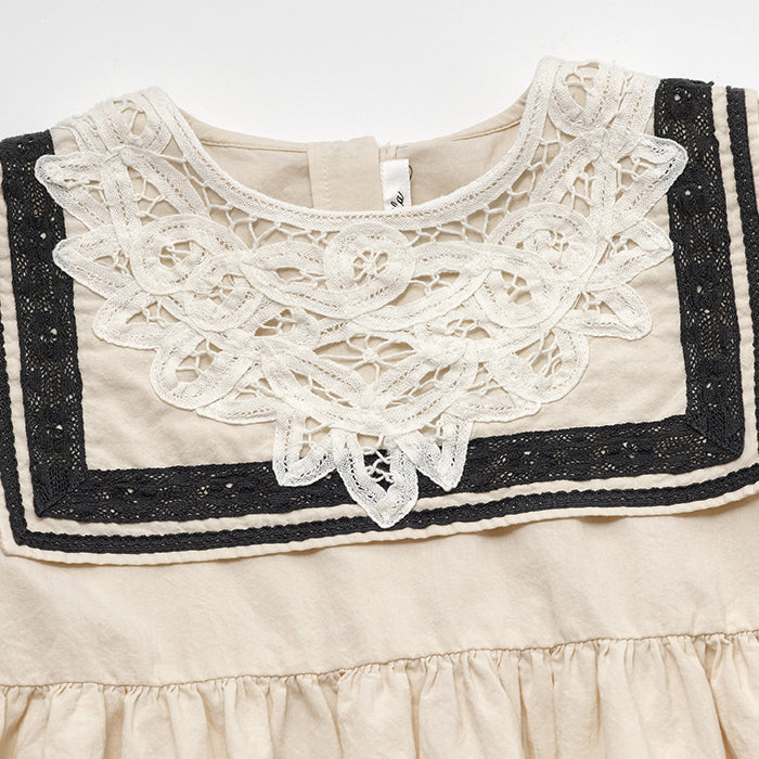 Girls Beige Cotton Dress