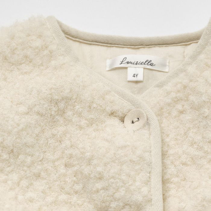Girls White Sherpa Fleece Padded Jacket