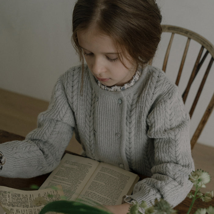 Girls Pale Blue Wool Cardigan