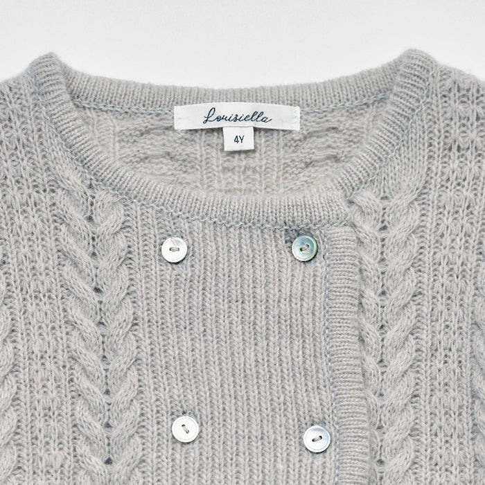 Girls Pale Blue Wool Cardigan