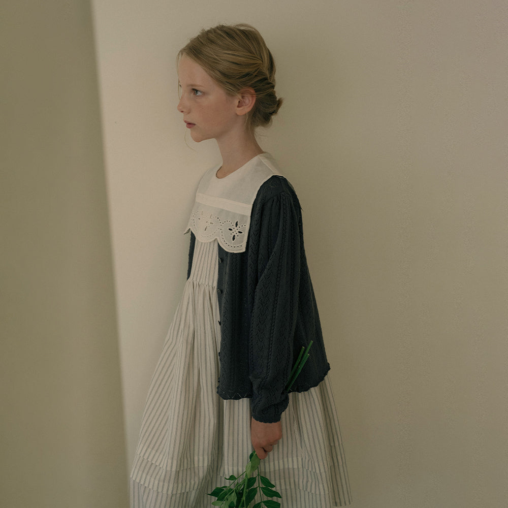 Girls Charcoal Cotton Knit Cardigan