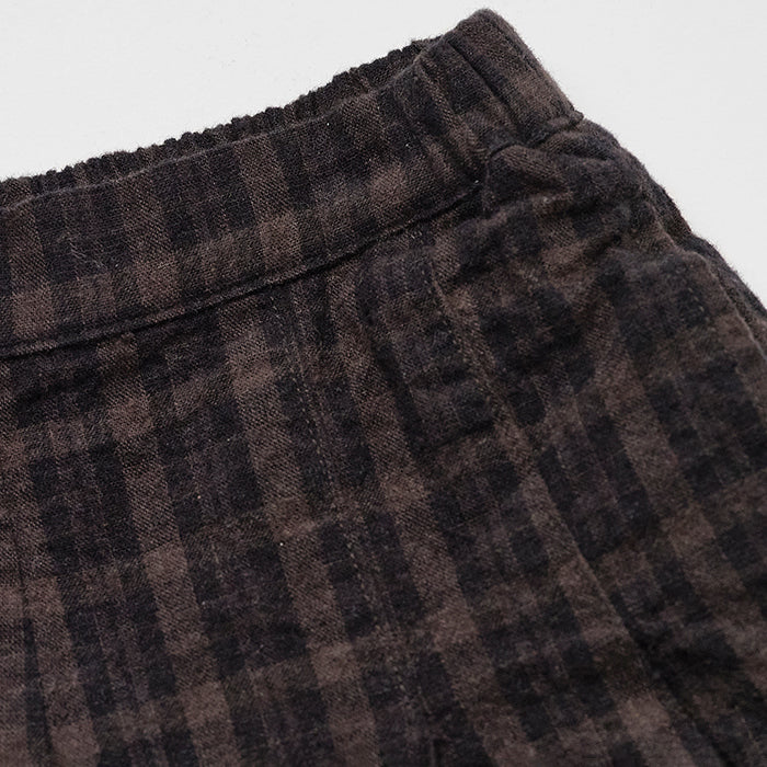 Girls Black Check Lace Cotton Shorts