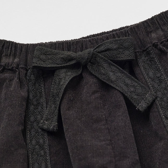 Girls Charcoal Lace Corduroy Trousers
