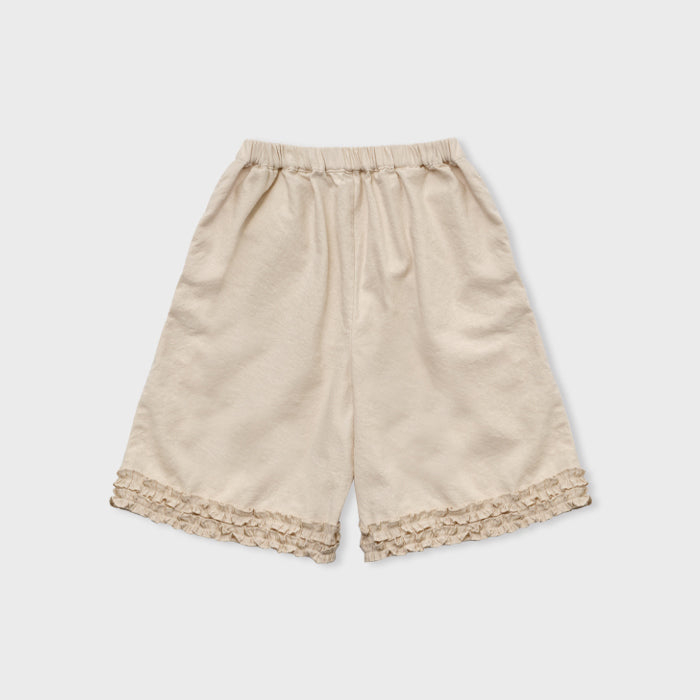 Girls Cream Lace Cotton Shorts