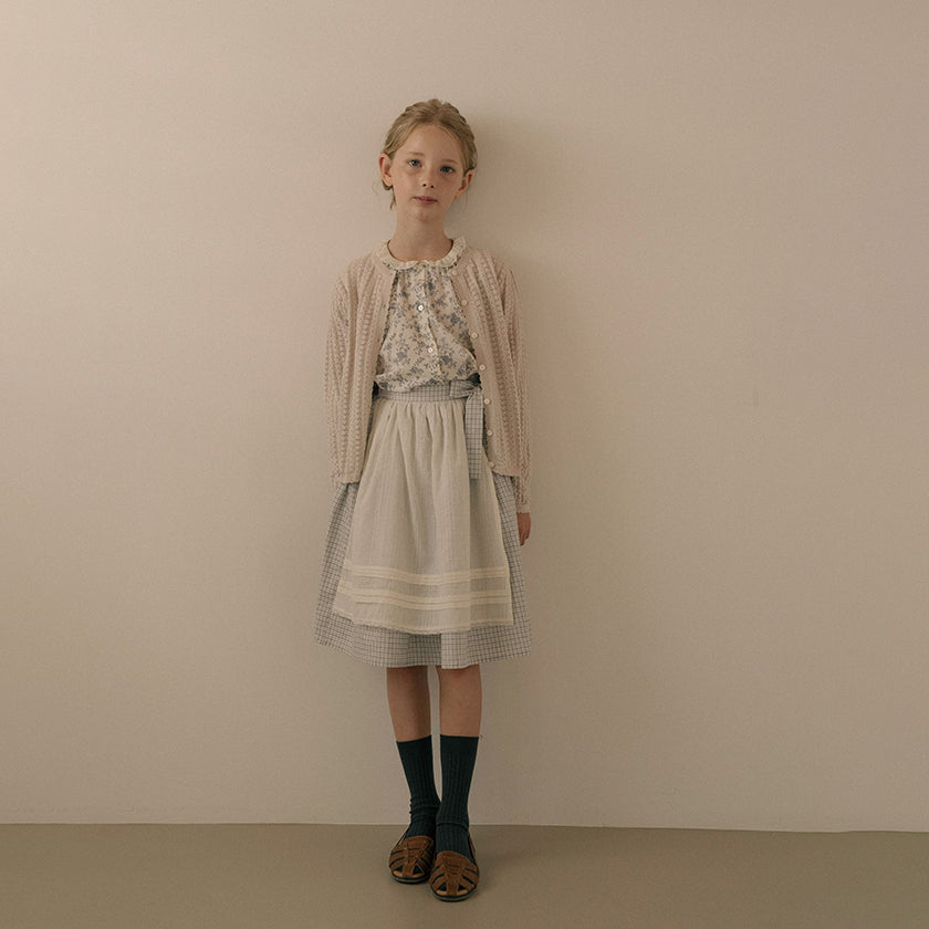 Girls Blue Check Cotton Skirt