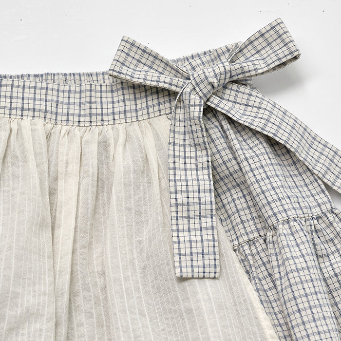 Girls Blue Check Cotton Skirt