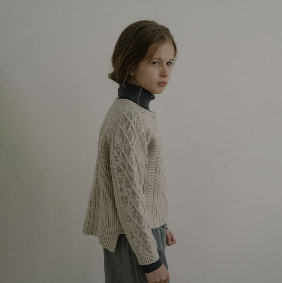Girls Charcoal Cotton Turtleneck