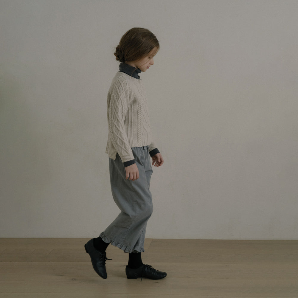 Girls Charcoal Cotton Turtleneck