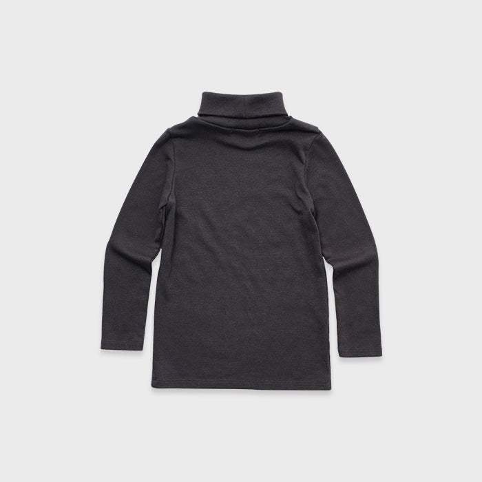 Girls Charcoal Cotton Turtleneck