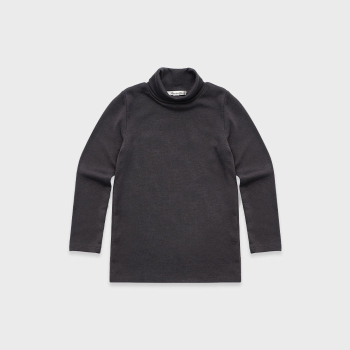 Girls Charcoal Cotton Turtleneck