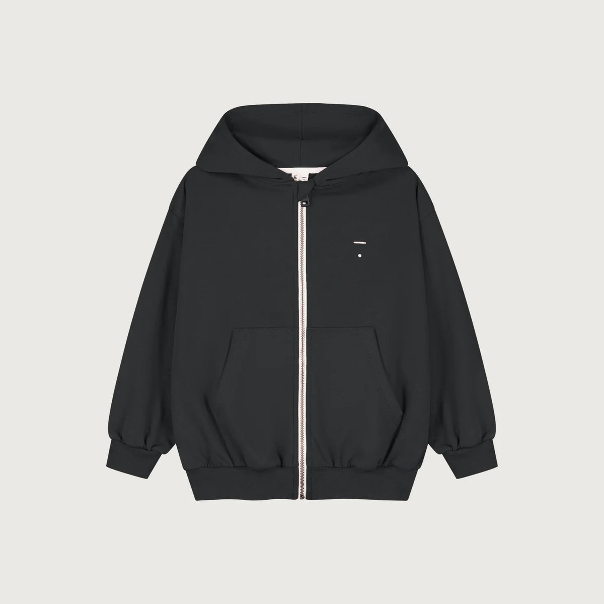 Boys & Girls Black Cotton Zip-Up Top