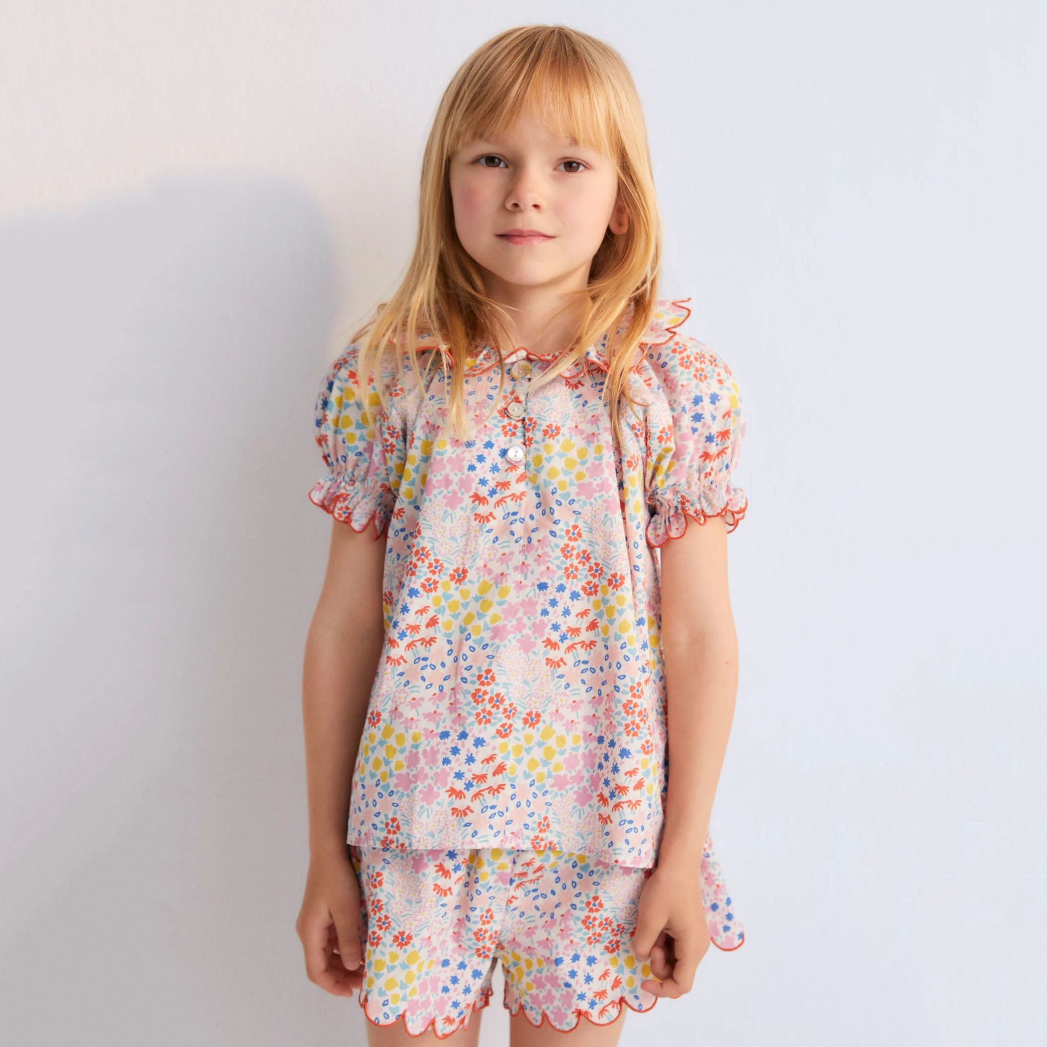 Girls Pink Floral Cotton T-Shirt