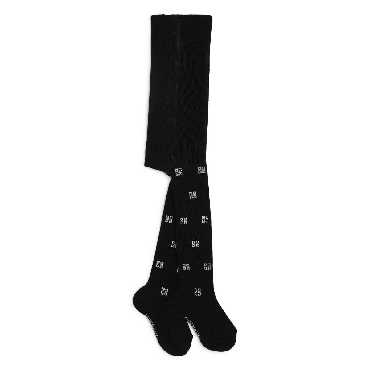Baby Girls Black Logo Cotton Tights
