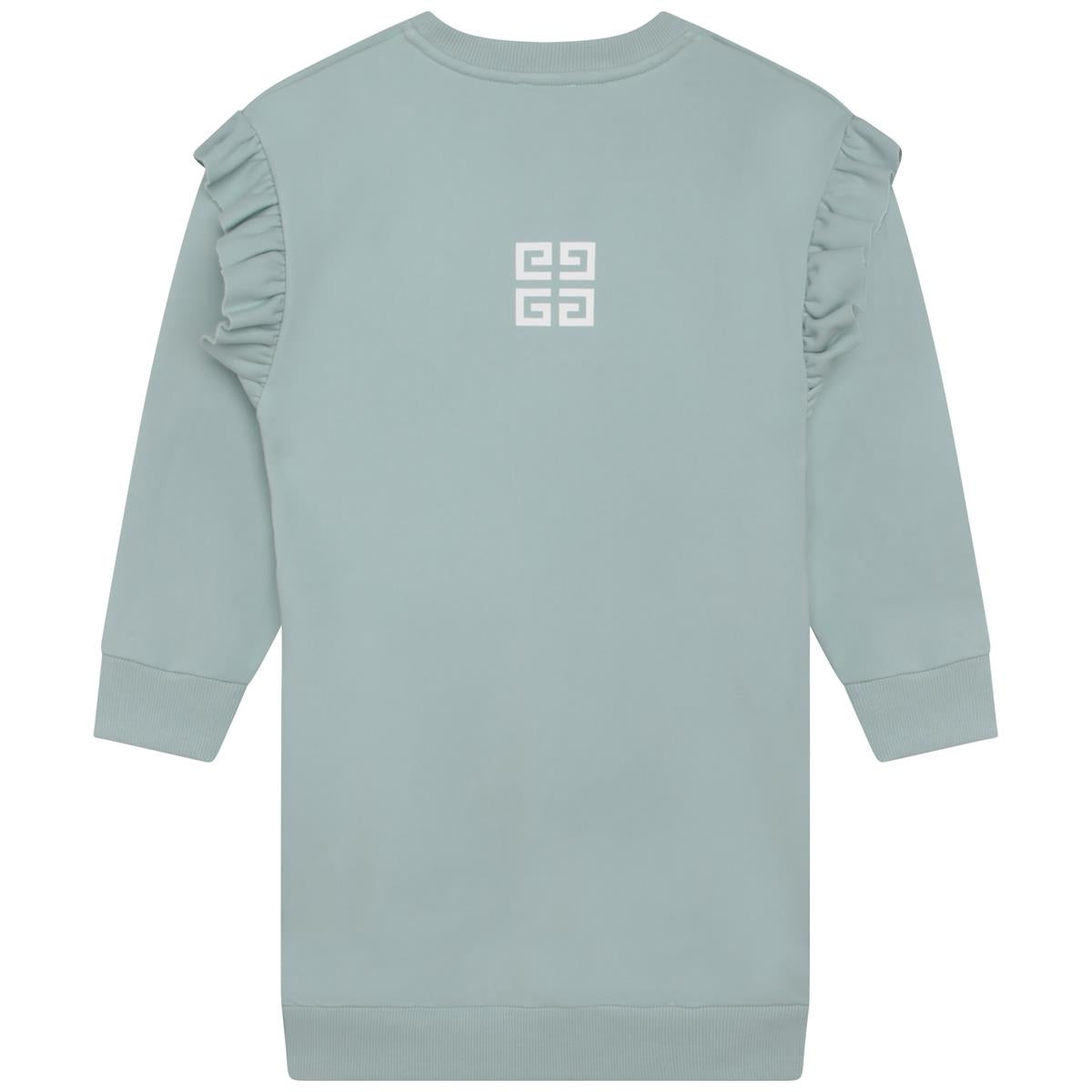 Girls Green Logo Cotton Dress