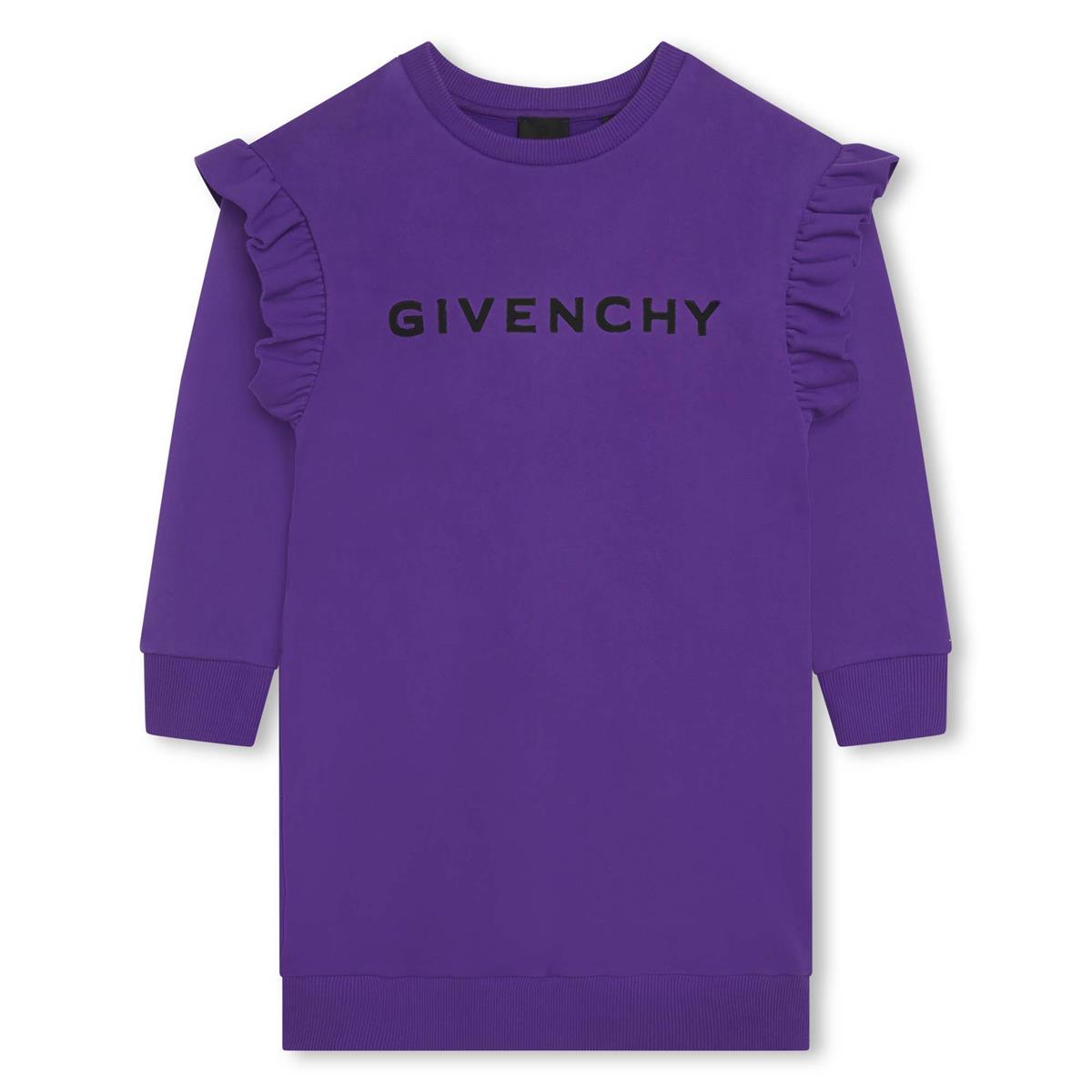 Girls Purple Logo Cotton Dress