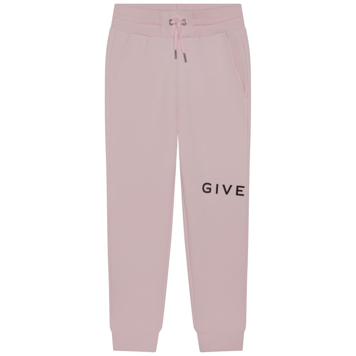 Girls Pink Logo Cotton Trousers