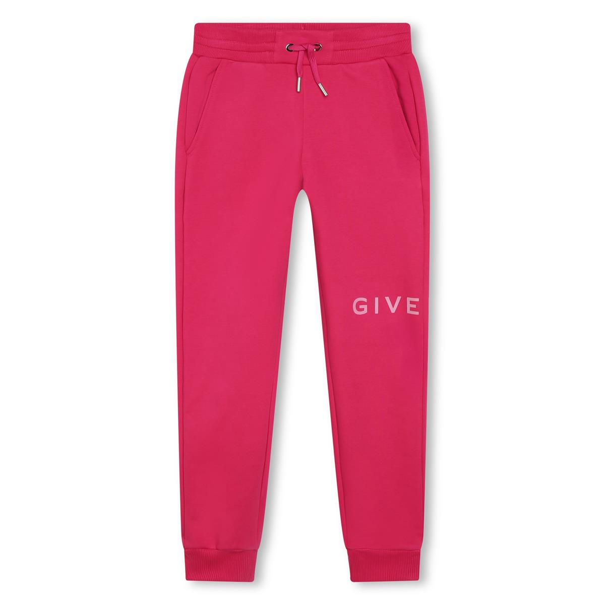 Girls Fuchsia Logo Cotton Trousers