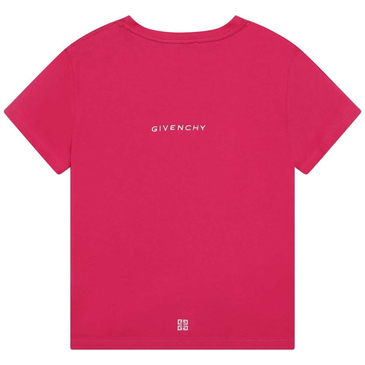 Girls Fuchsia Printed Cotton T-Shirt