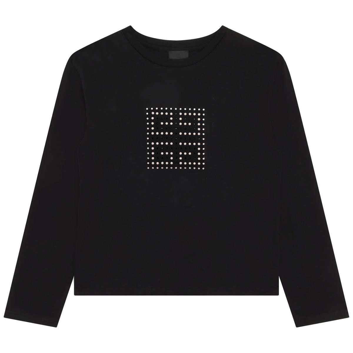 Girls Black Logo Cotton T-Shirt