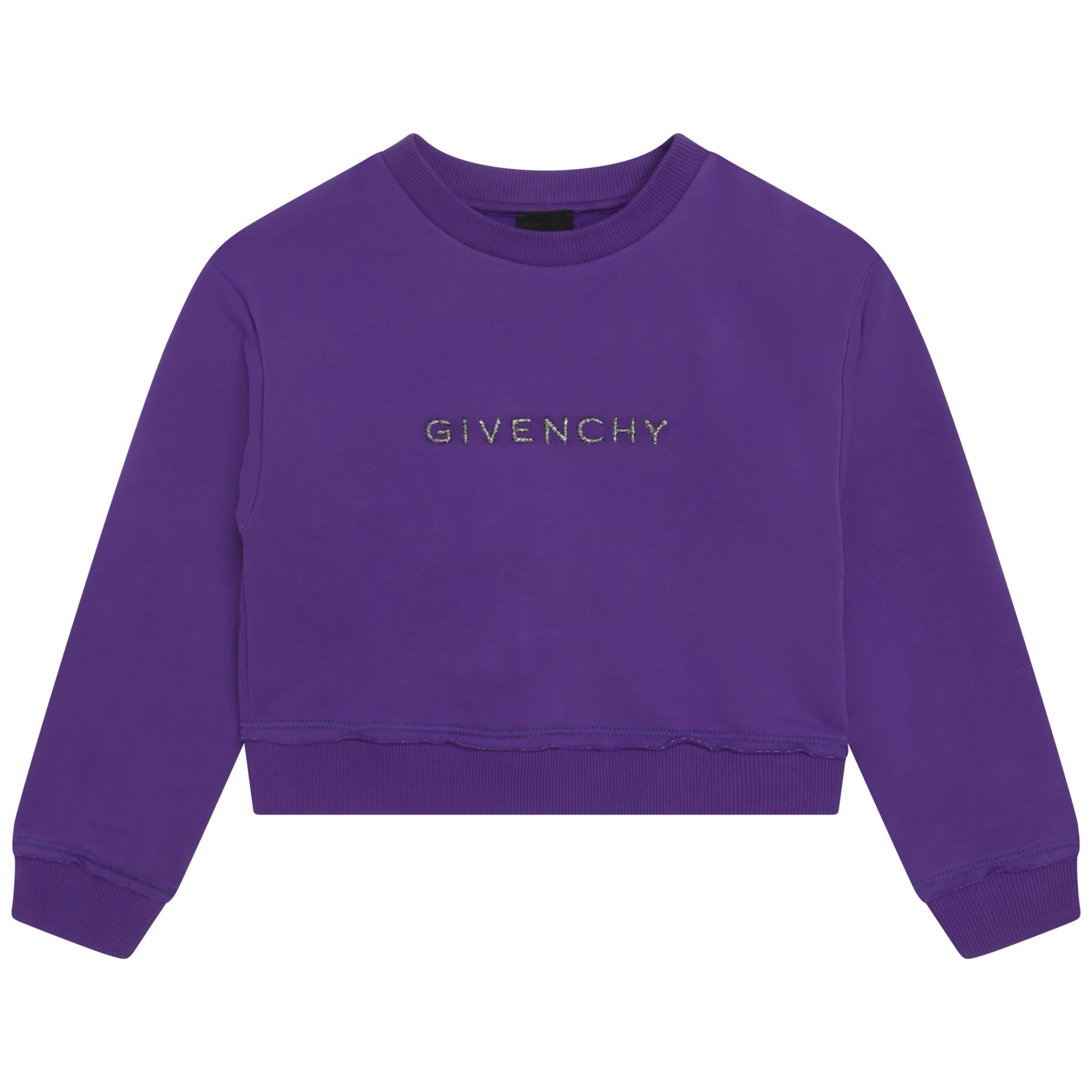 Girls Purple Logo Cotton Sweatshirt