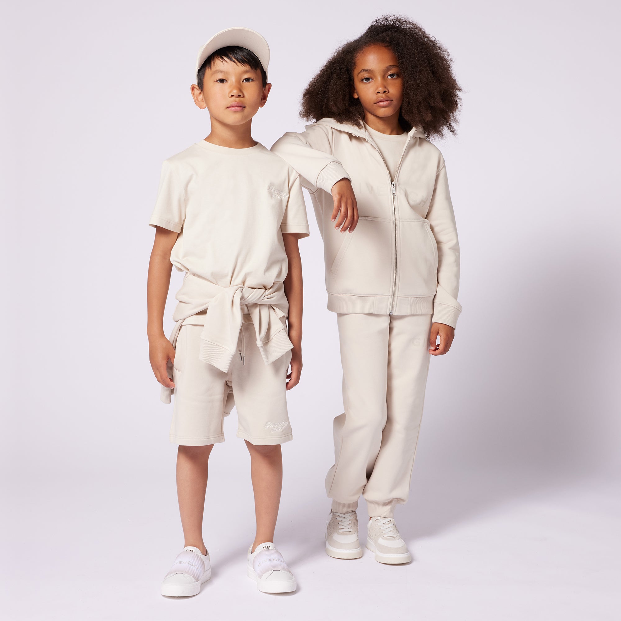 Boys & Girls Beige Cotton Zip-Up Top