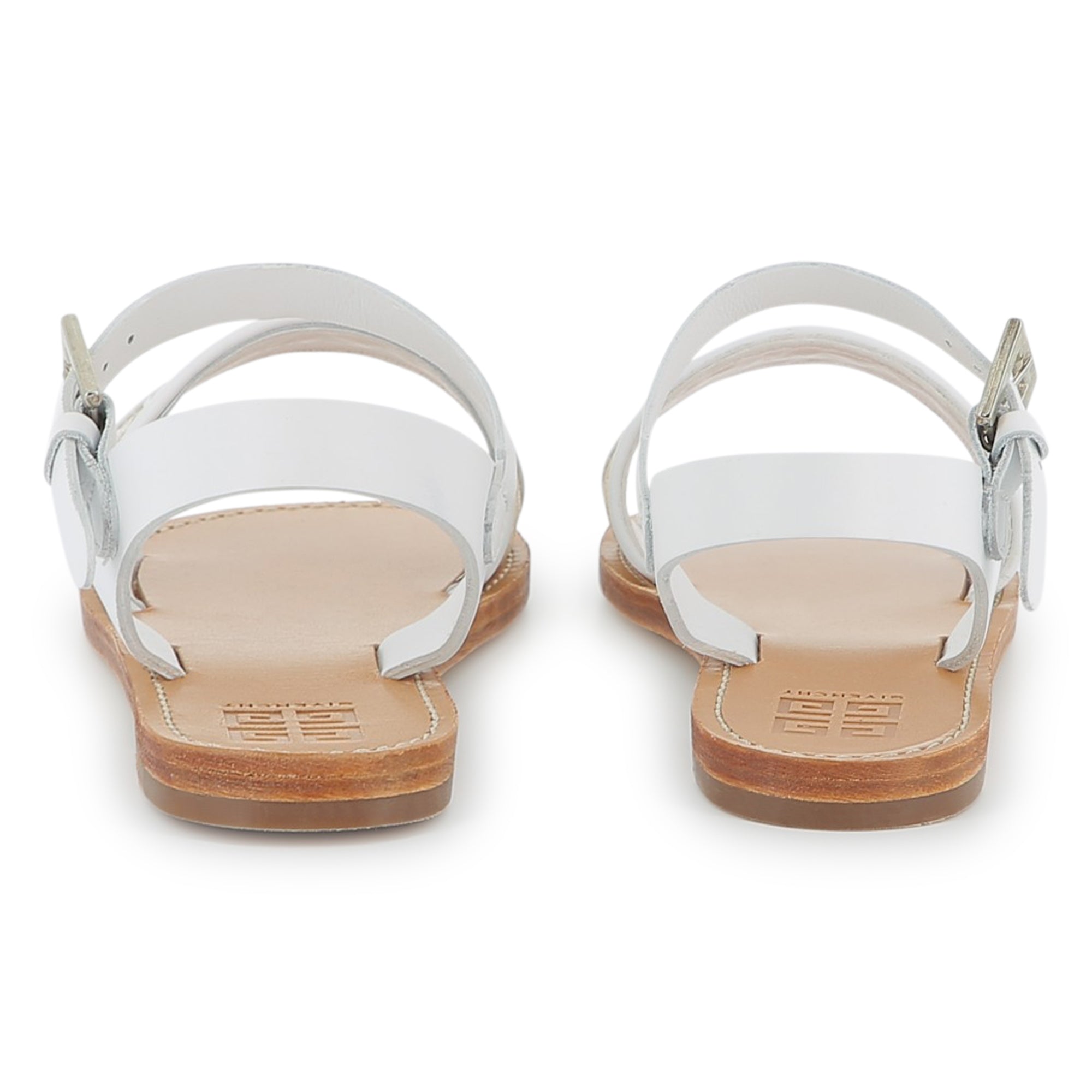 Girls White Embroidery Logo Sandals