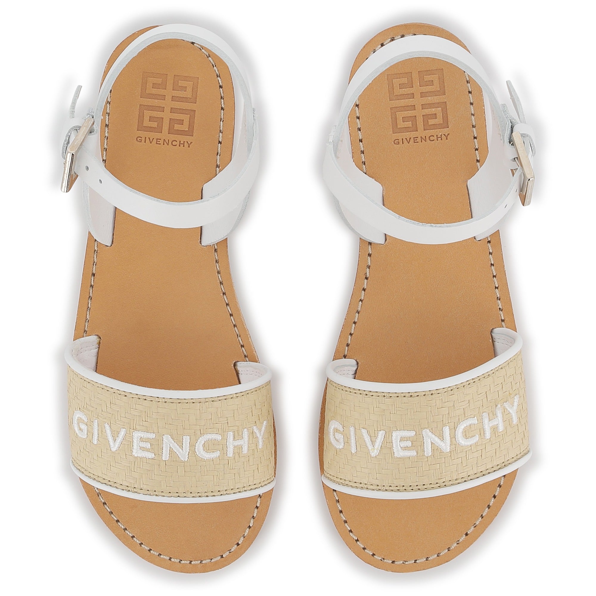 Girls White Embroidery Logo Sandals