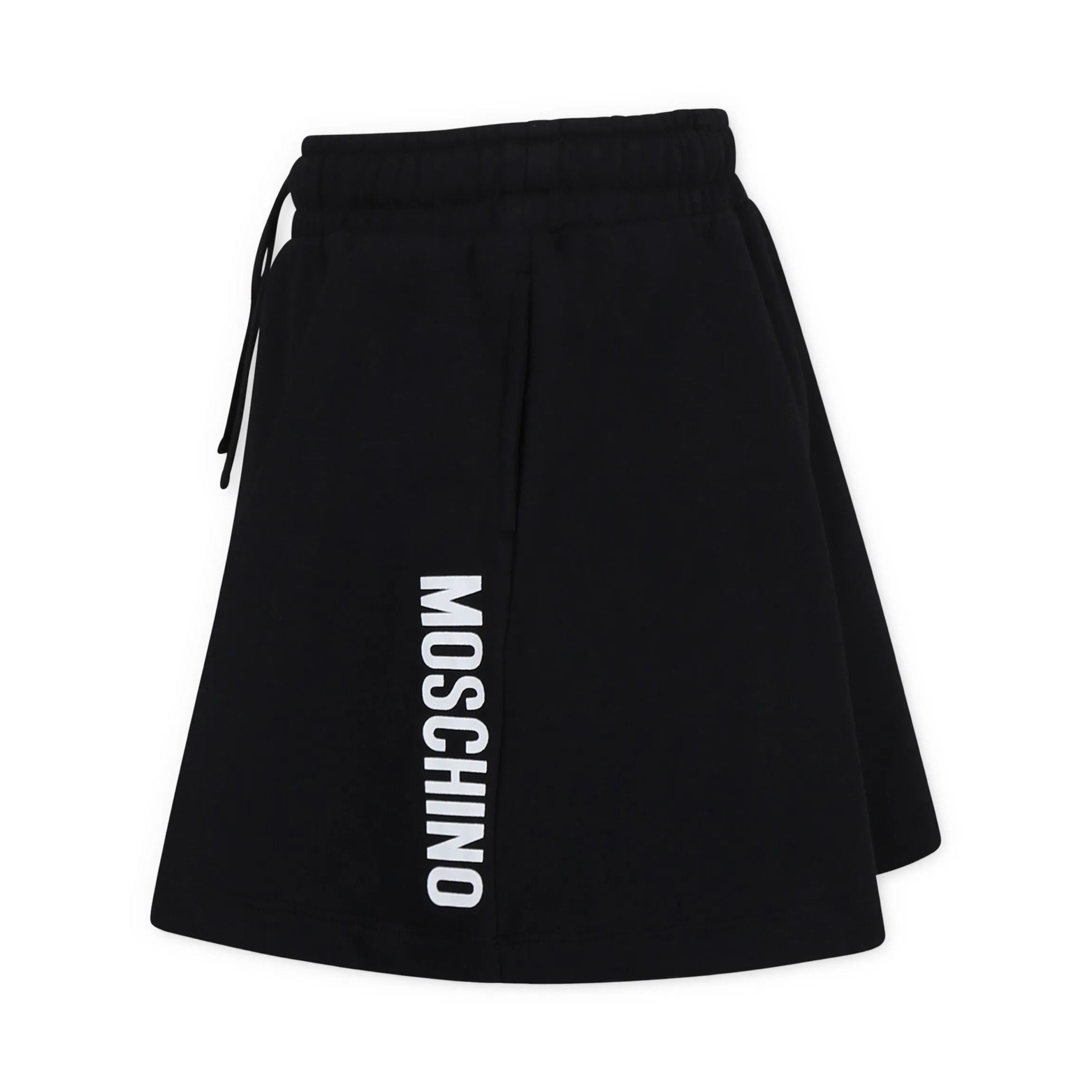 Girls Black Printed Logo Cotton Skirt