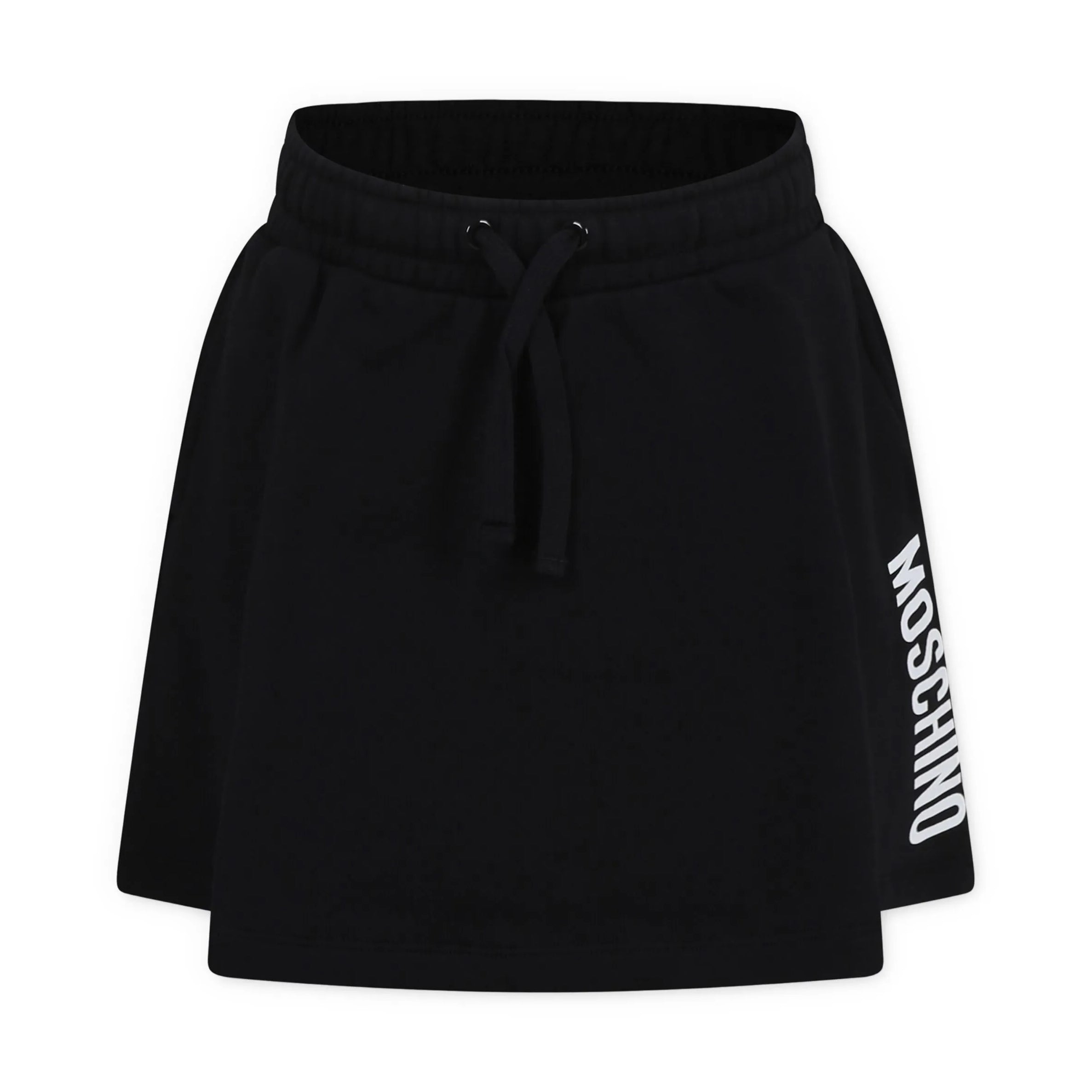 Girls Black Printed Logo Cotton Skirt