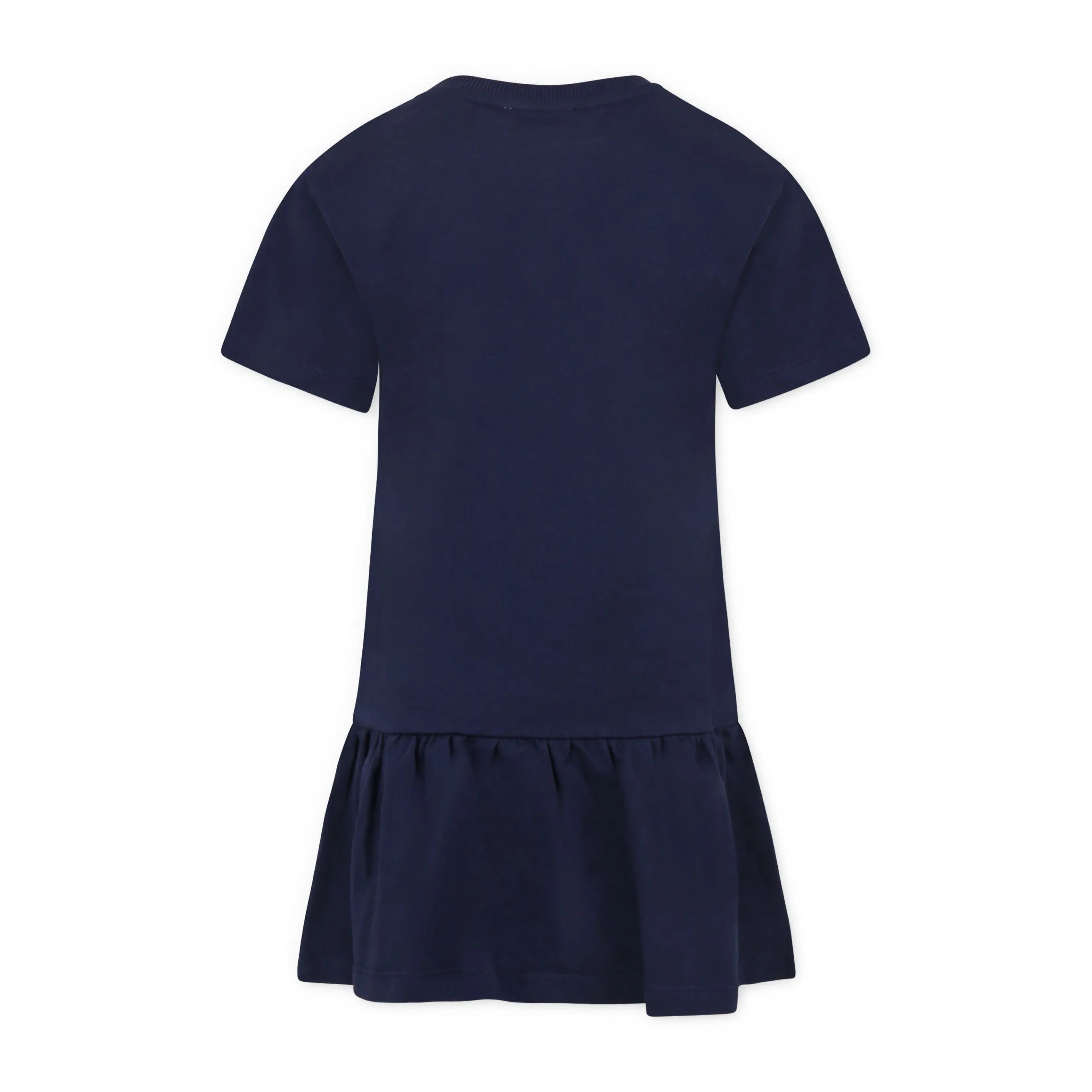Girls Navy Blue Printed Cotton Dress