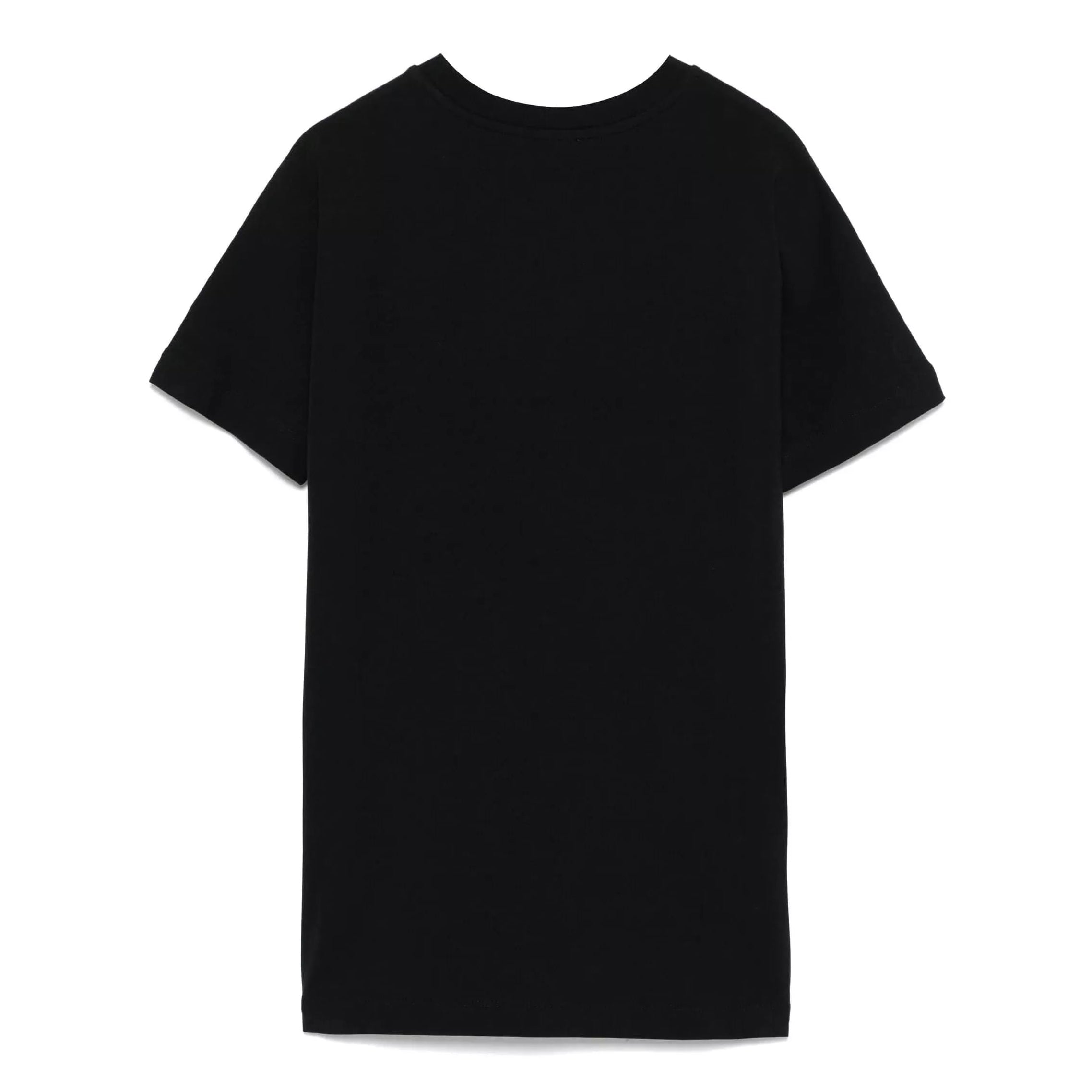 Girls Black Printed Logo Cotton Dress