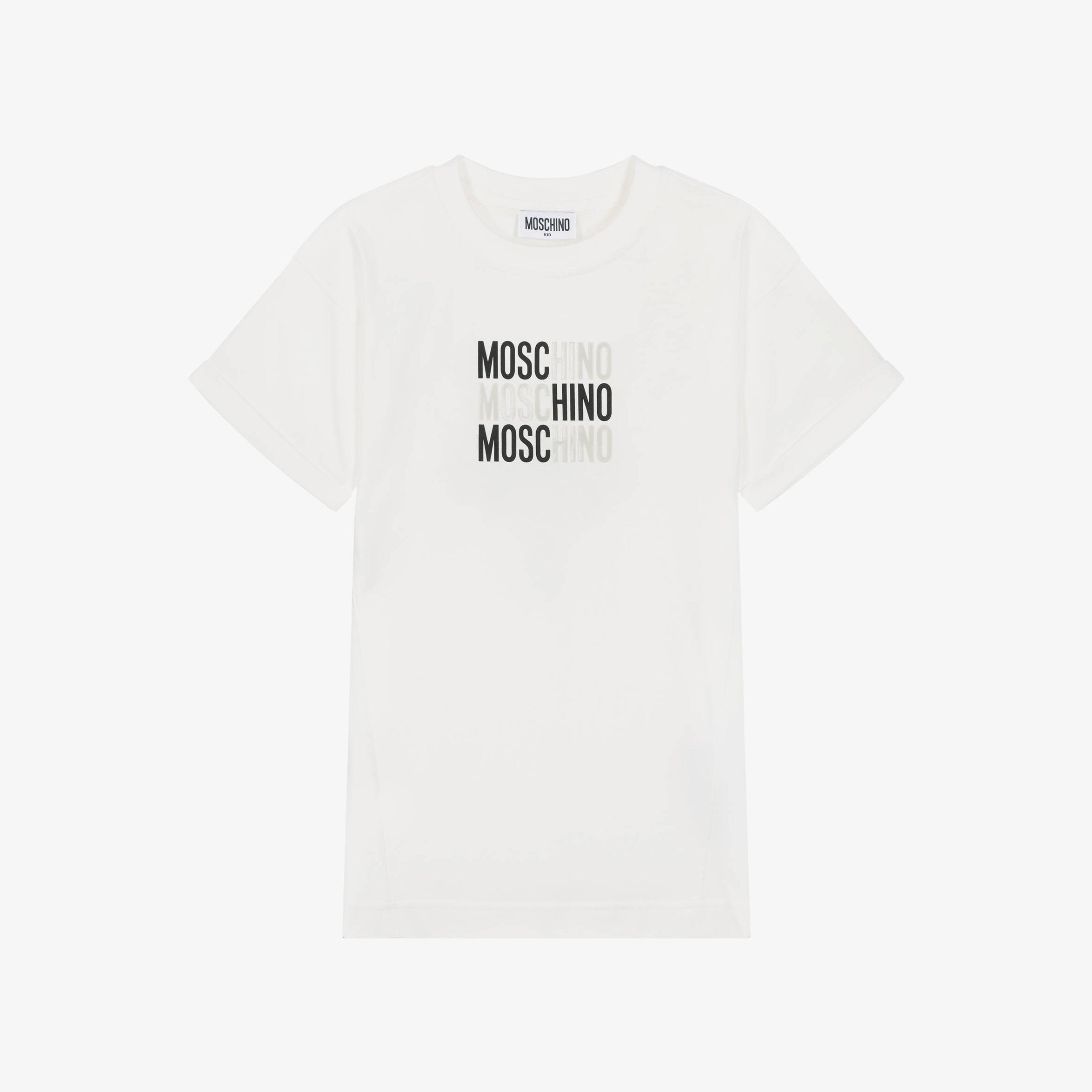 Girls White Logo Cotton Dress