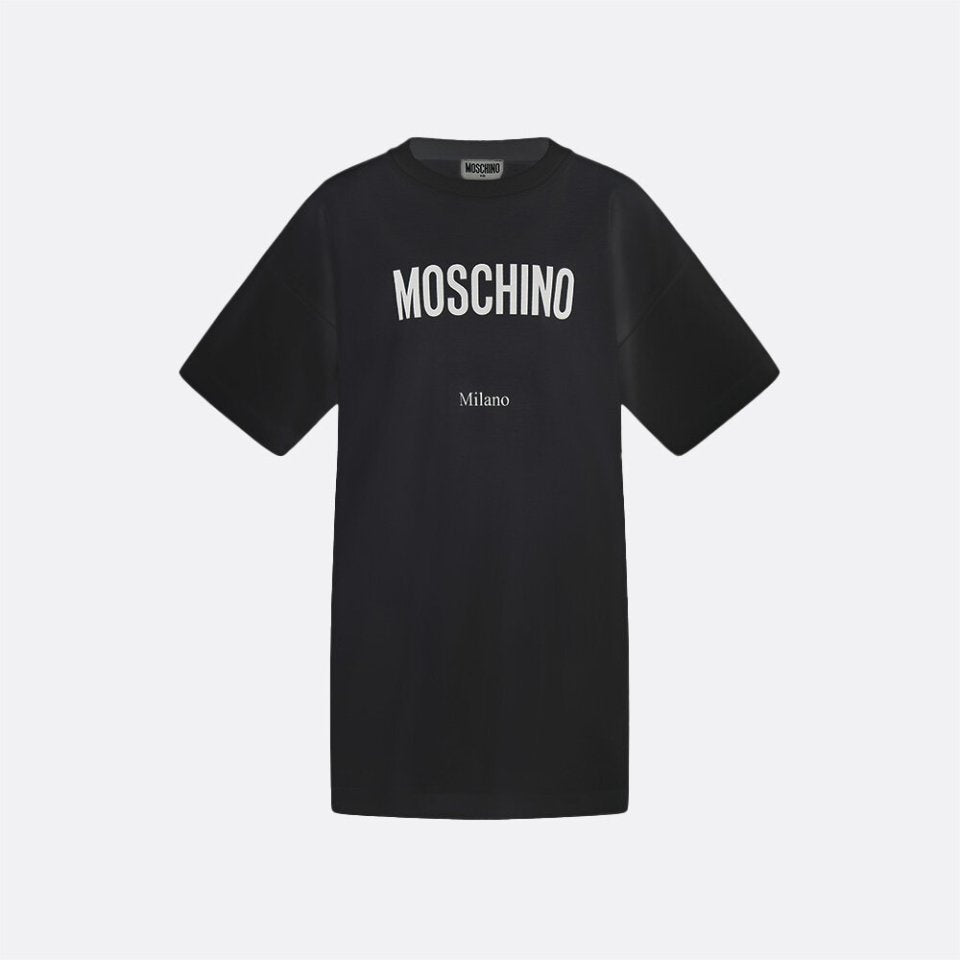 Girls Black Logo Cotton Dress