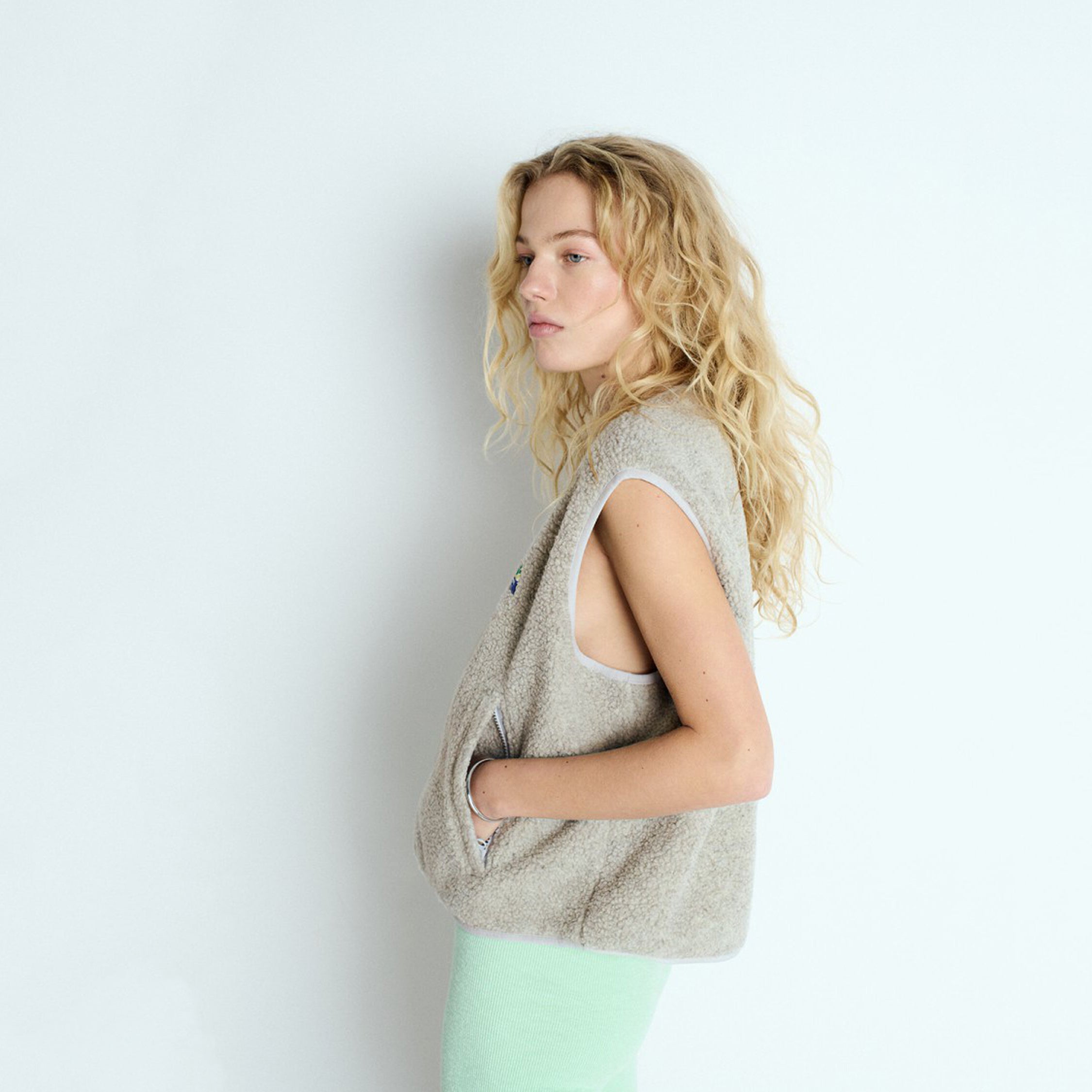 Women Grey Sherpa Gilet