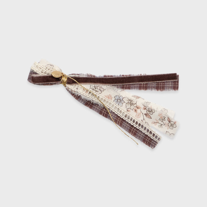 Girls Mocha Check Hair Clip