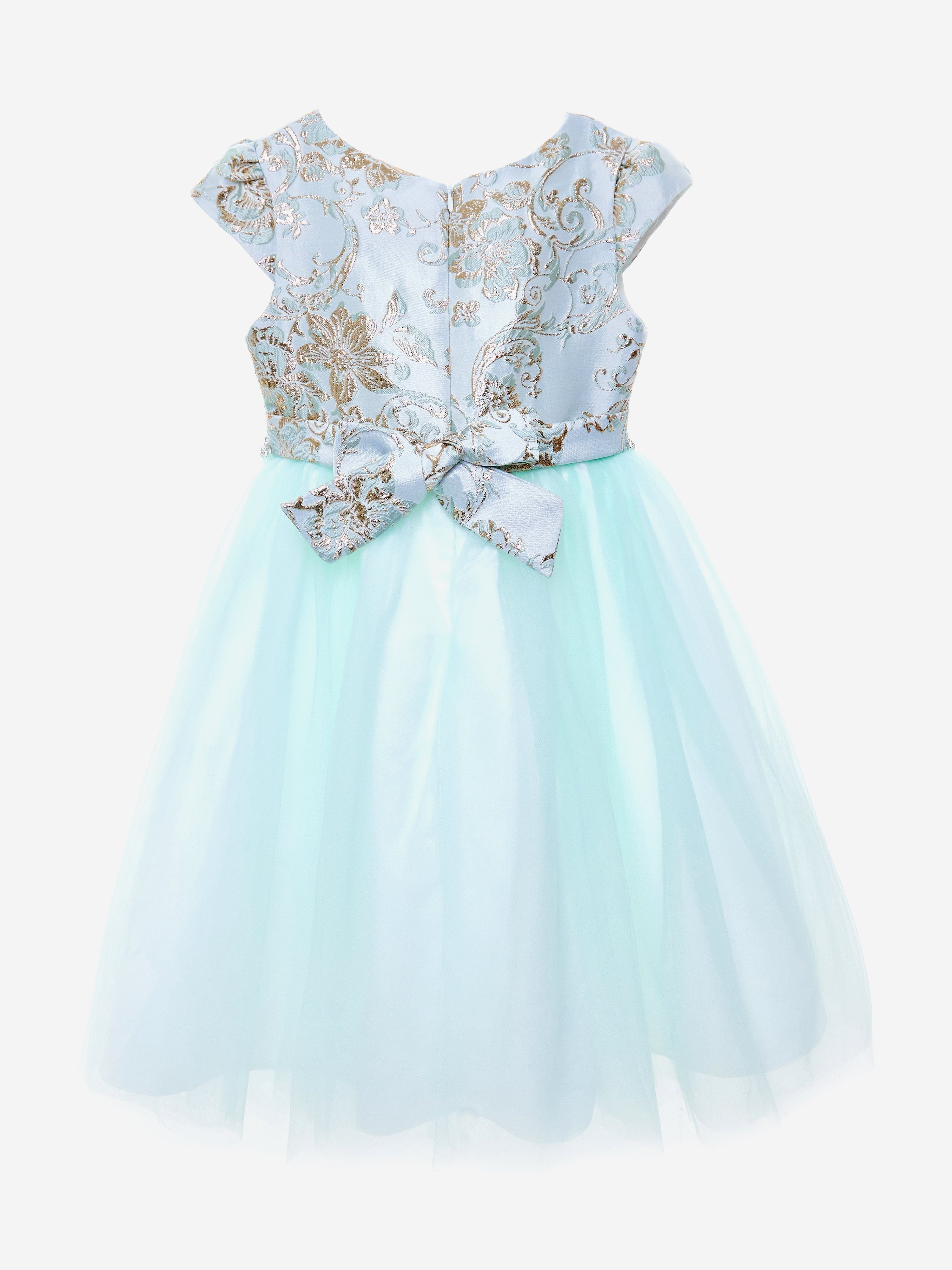 Girls Crystal Cascade Dress in Green