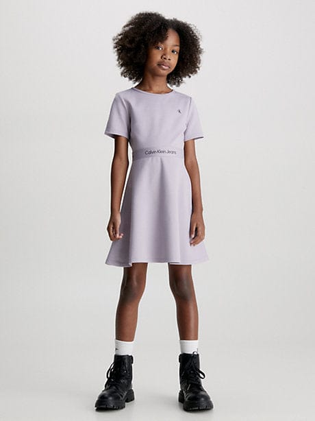 Calvin Klein Girls Punto Tape Dress in Lilac