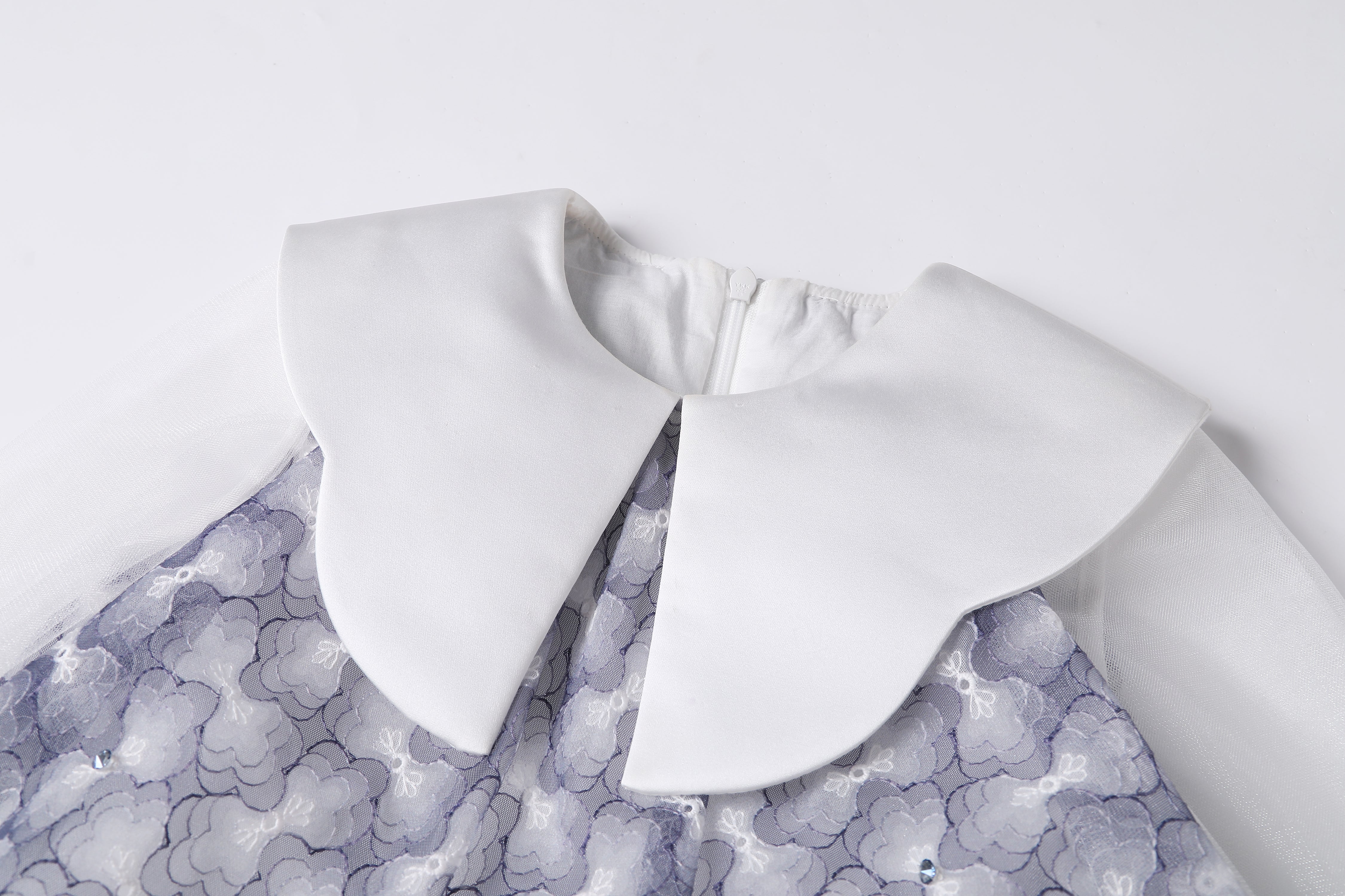 女童绀青色瓷纹礼服裙