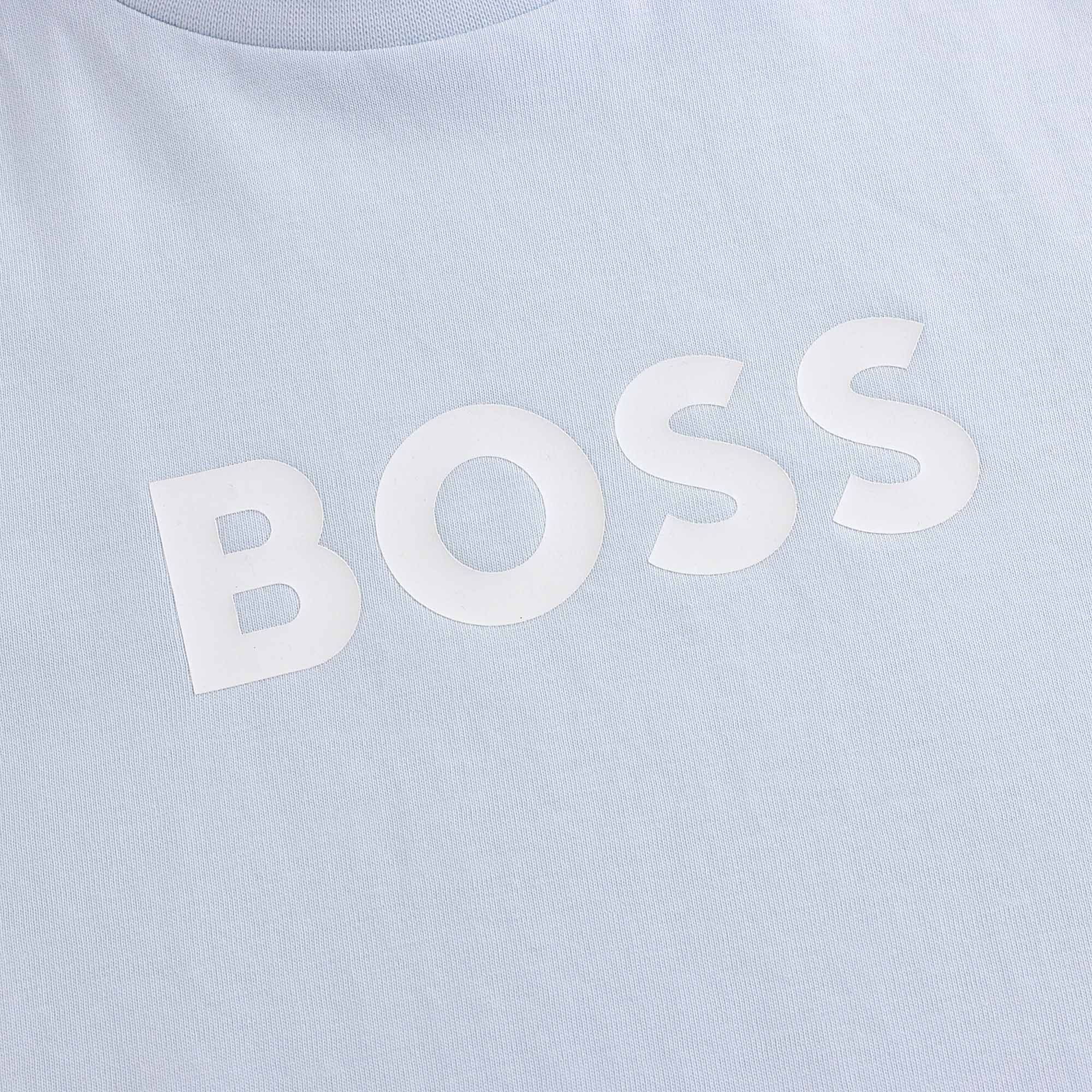 Boys Light Blue Logo Cotton T-Shirt