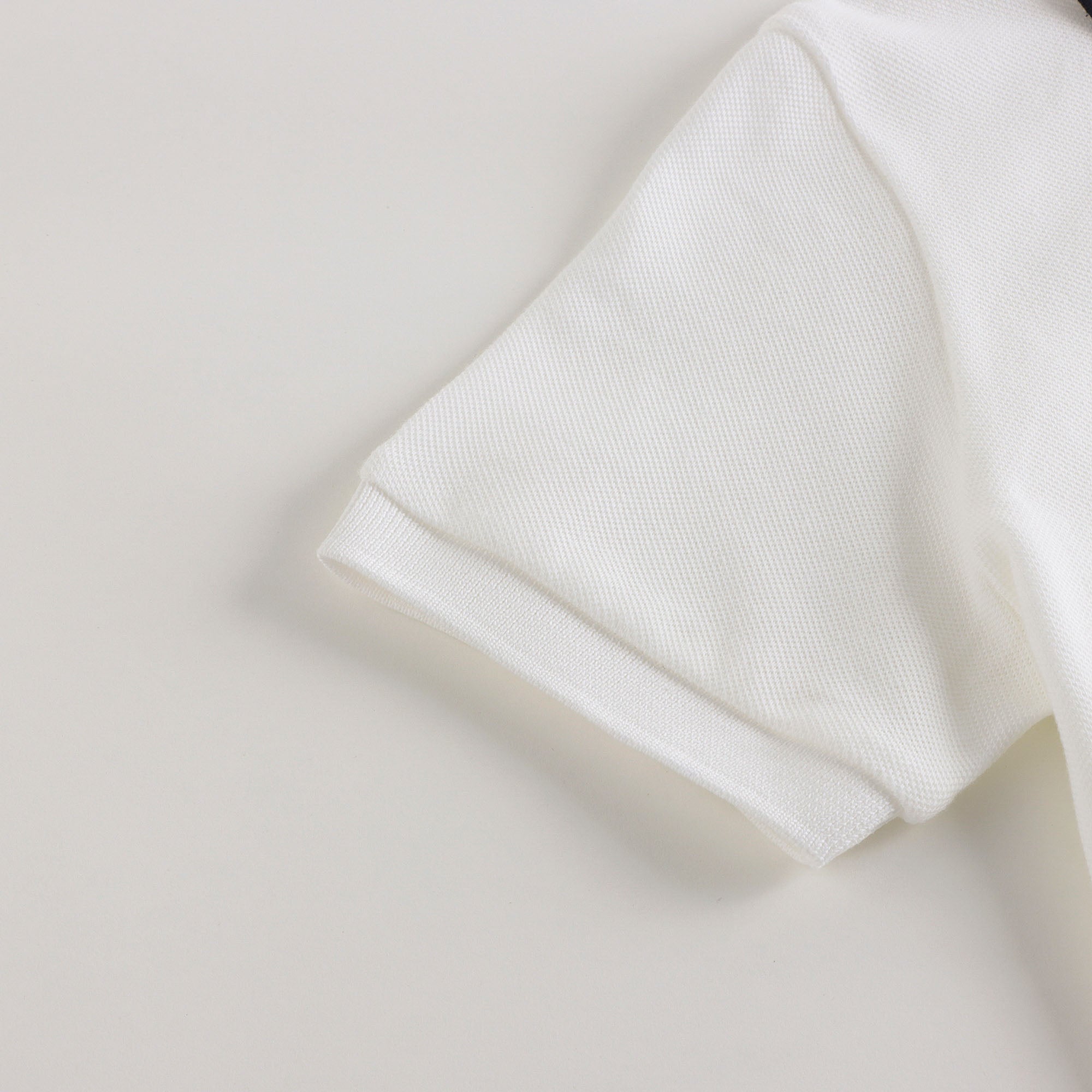 Boys White Cotton Polo Shirt